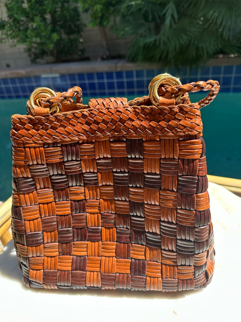Vintage Woven Leather Bucket Bag - Picture 8 of 15